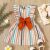 Toddler Girl Stripe Ruffled Bowknot Design Sleeveless Dress